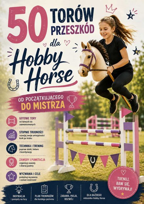 Przeszkody Hobby Horse 120cm + EBOOK GRATIS Regulowany Płotek Treningowy dla Konia Na Kiju