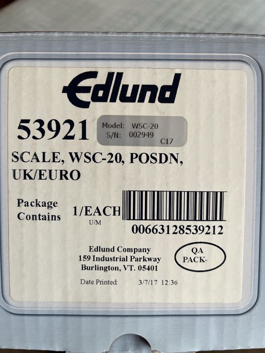 Balança Profissional inox EDLUND Poseidon WSC-20
