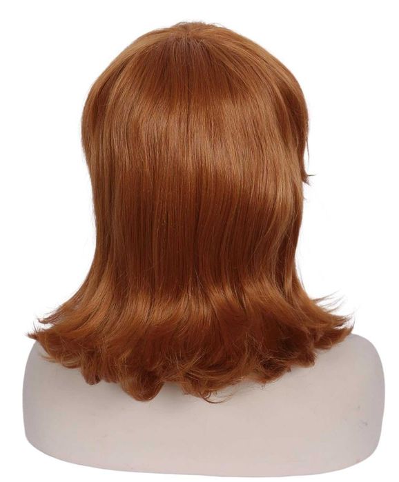 Peruca Ruiva Castanho: Princesa com Coroa Estilo Retro Anos 60/70 para Festa de Halloween e Cosplay para Mulher