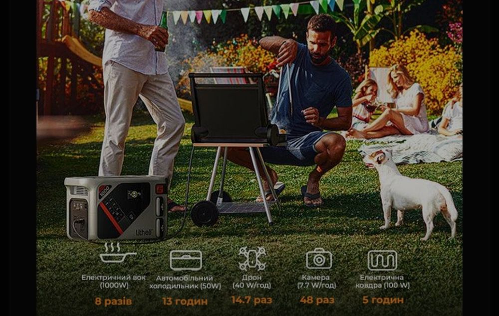 Зарядна станція Litheli 1800 Вт, 1069 Вт·год, LiFePO4, + 2 Power Bank