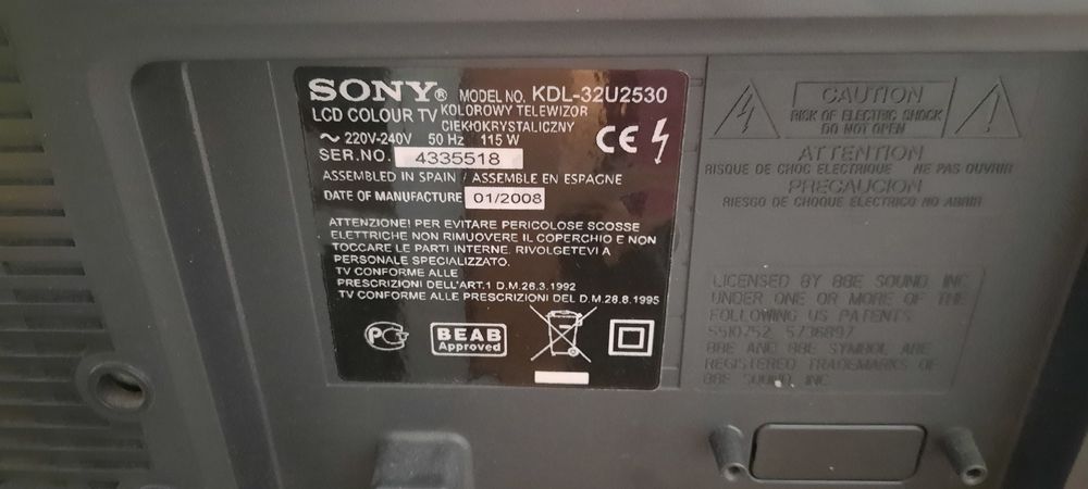 Telewizor Sony Bravia LCD model no. KDL-32U2530
