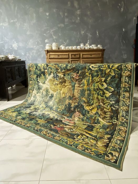 Oryginalny zabytkowy duzy gobelin