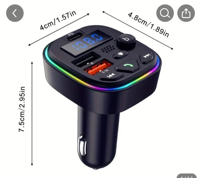 Transmiter FM, bluetooth. Nowy