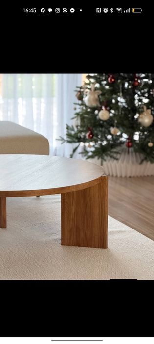 Nowy !Duży stolik dębowy fi 100cm x 40cm wys