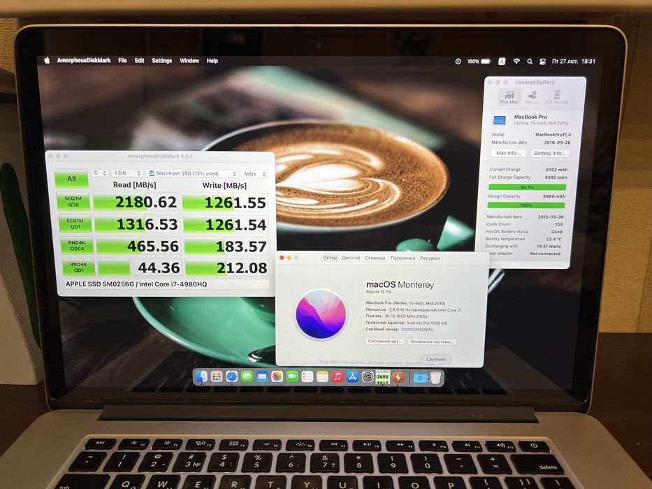 Майже ідеальний MacBook Pro 15 A1398 2015, батарея до 5.5 годин