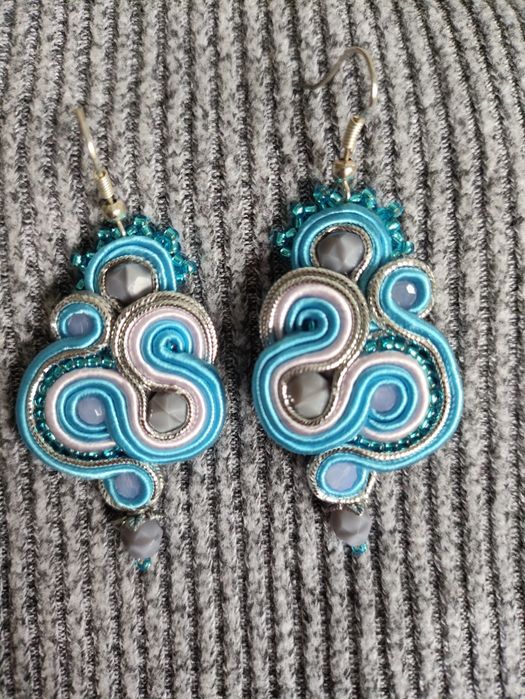 Kolczyki soutache sutasz ślubne boho