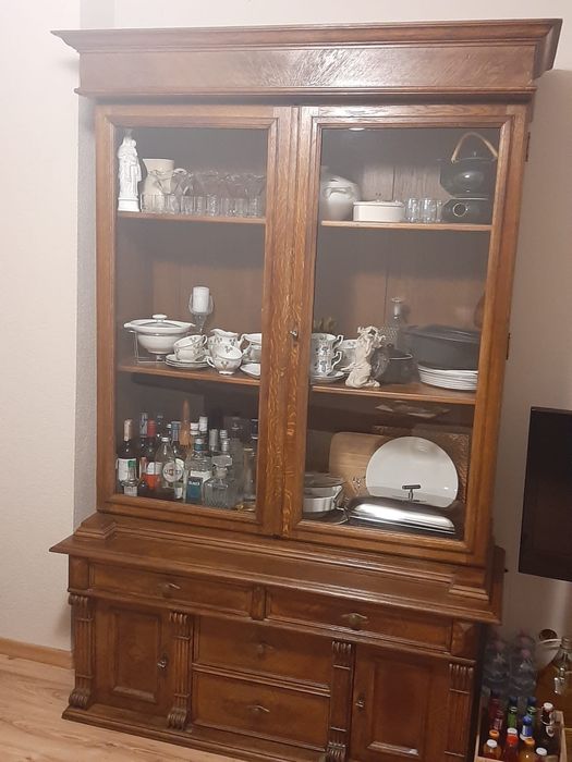 Witryna drewniana z nadstawką – 140×58×58 + 127×41×154