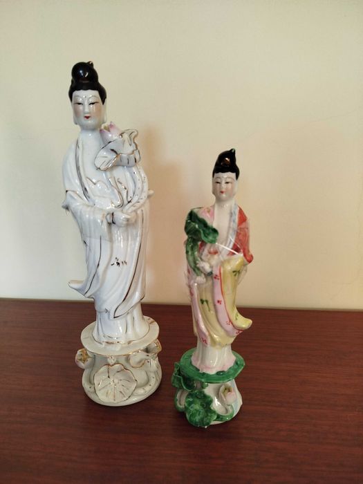 Deusas chinesas da felicidade antigas em porcelana