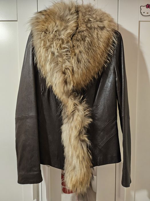 NOWA Z METKĄ!! kurtka Ochink z naturalnej skóry i futrem z jenota