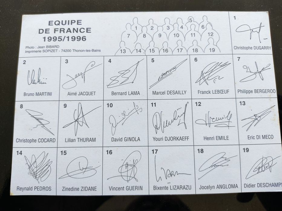 Postal da seleção de França 1995 e 1996