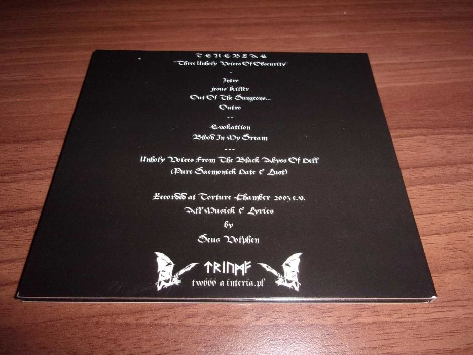 Tenebrae - Three Unholy Voices of Obscurity CD black metal