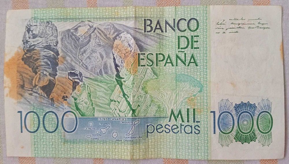 Nota Antiga de 1000 Pesetas (Espanha - 1979) - Benito Pérez Galdós