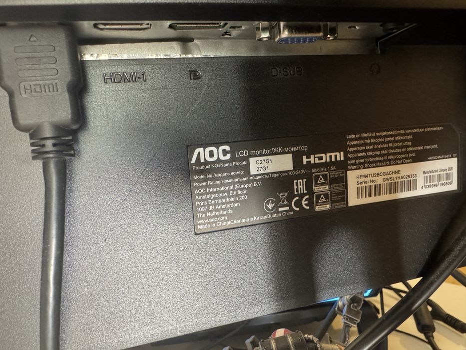 Монітор aoc c27g1 вигнутий 144 гц 27 дюймів