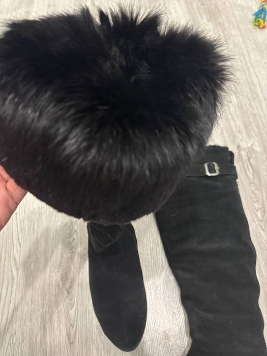 зимові жіночі сапоги ( ботфорди)
натуральна шкіра замша 
колір