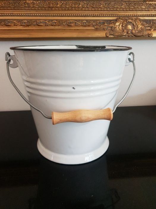 Vintage retro  wiaderko wiadro postarzane doniczka naczynie metalowe