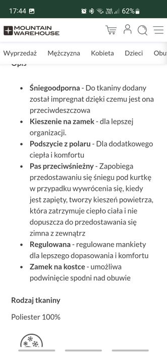 Zestaw zimowy kurtka i spodnie