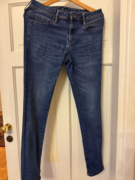 Jeansy męskie 30/32 slim fit granatowe Carry z przetarciami zwężane