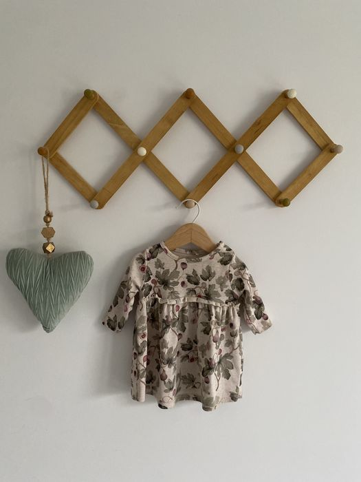 Sukienka tunika name it 56 beżowa w figi roślinki jak newbie