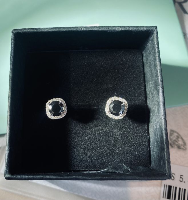 Серьги с черным бриллиантом (муассанит) 0,5 карат
