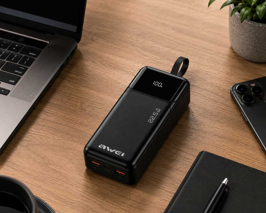 Потужний портативний акумулятор AWEI PA 105 павербанк 40000mah POWER BANK 22,5W