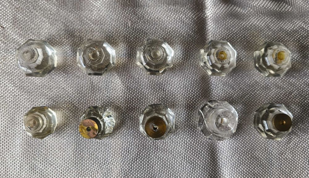 Lote de 10 Puxadores/Maçanetas em vidro antigos