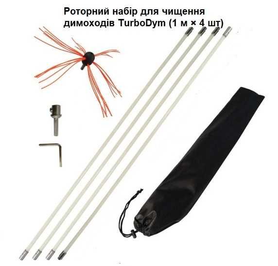 Р40 Комплект для чищення димоходу TurboDym 4м Роторний набір Акція!