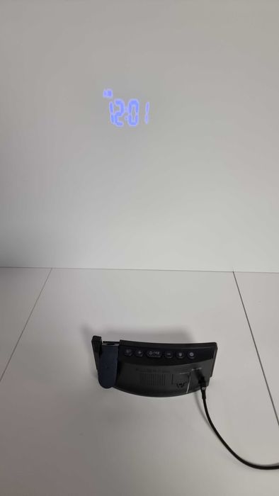 Zegar LED z projektorem LA-C337 - budzik, USB, wyświetlacz niebieski