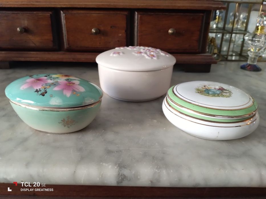 Conjunto de 3 Caixinhas / Porta-Jóias em Louça Portuguesa
