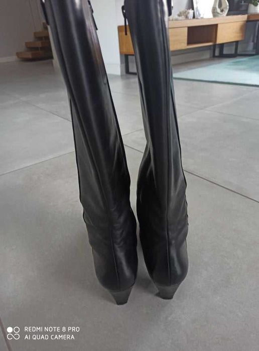 kozaki damskie czarne ECCO 40 obcas 6 cm