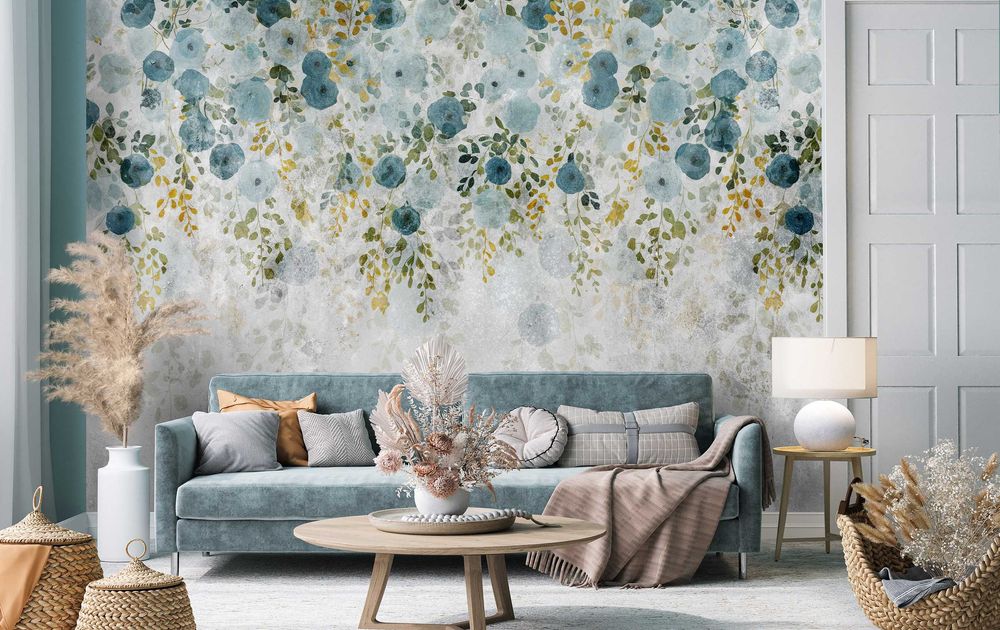 Fototapeta Kwiaty Szarości Niebieski Błękit 3D Twój Rozmiar + KLEJ