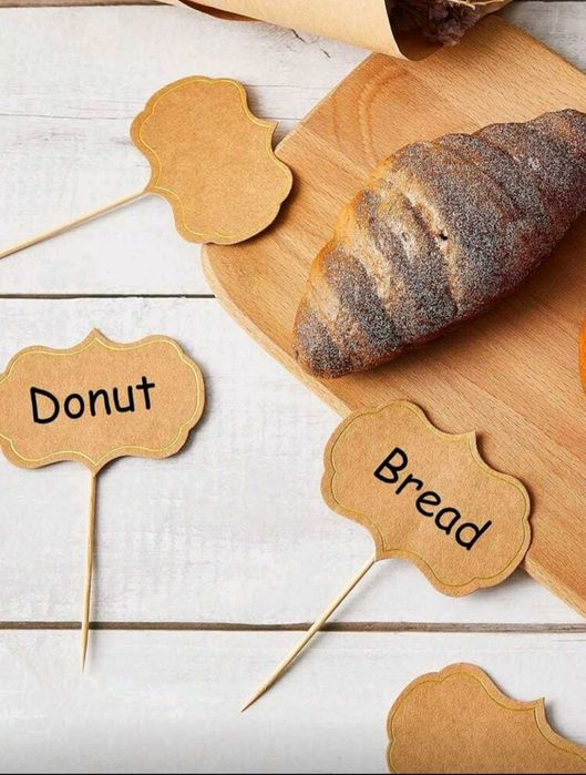 Wykałaczki, pikery, patyczki do przekąsek, etykiety 24 sztuki