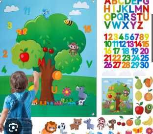 Mata filcowa montessori drzewo zwierzęta