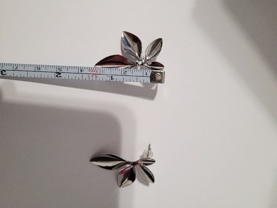 Kolczyki srebrne listki pół kwiatki NOWE ZARA