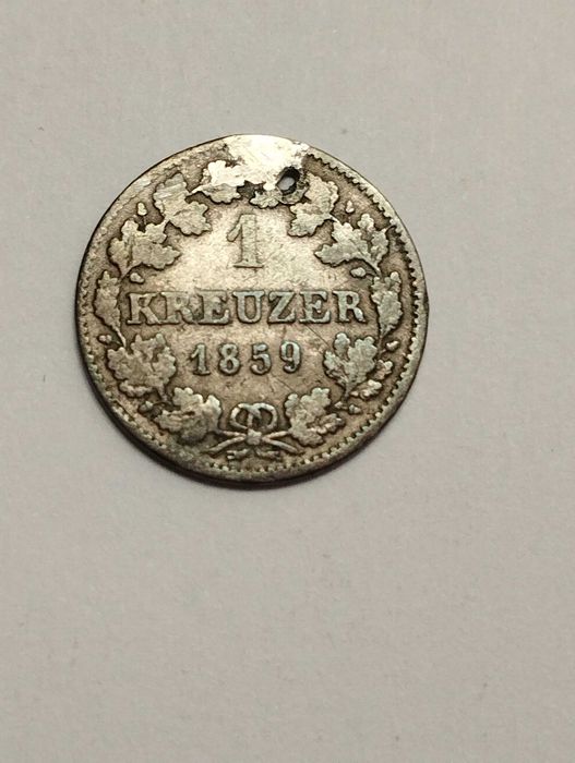 Moneta Niemcy Bawaria 1 krajcar 1859r. Maksymilian II - Srebro