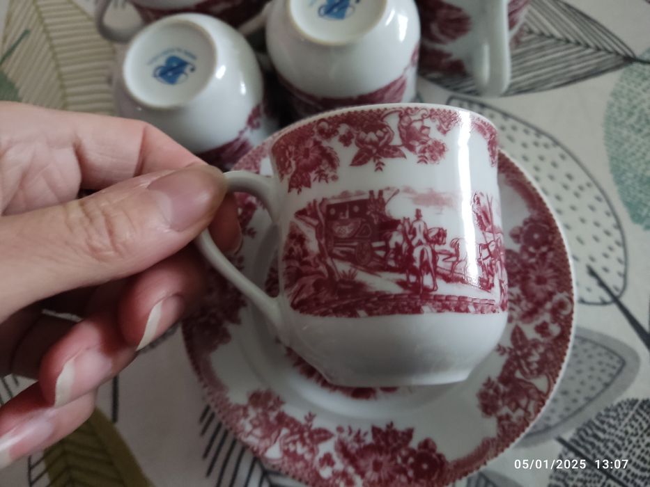 Conjunto completo de café, porcelana artesanal novo