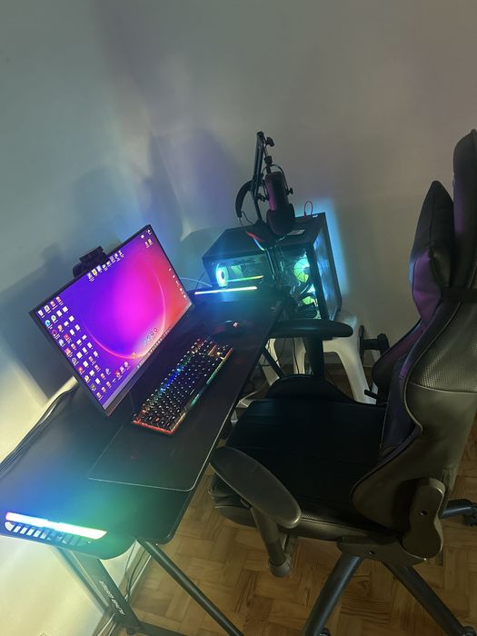 Setup Gamer Completo Ryzen 7 5800X / RTX 3060 Ti / 32GB / Monitor AOC / Cadeira + Mesa RGB