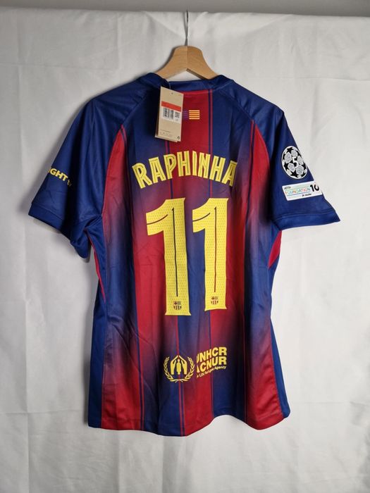 T-shirt Barcy domowy Nike UCL czerwono-niebieski Raphinha 11 rozmiar:L 25/26