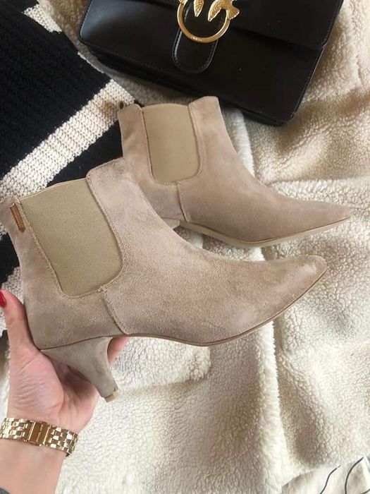 Eleganckie botki skóra skóra naturalna