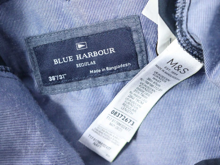 Marks&Spencer Blue Harbour męskie spodnie chino chinosy navy W38 L31