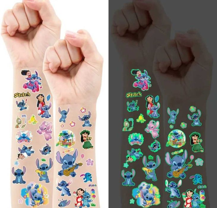 Tatuaże dziecięce LILO i STITCH 5 arkuszy fluoroscencyjne