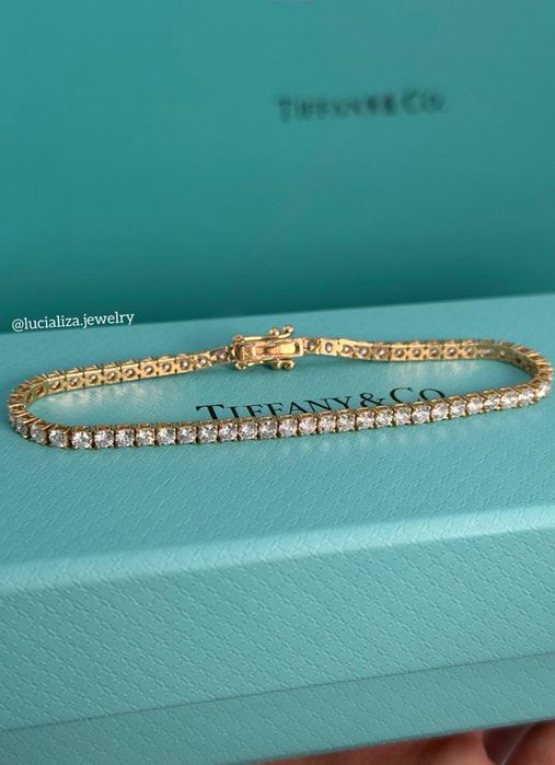 Тенісний браслет з діамантами  Жовте золото 750