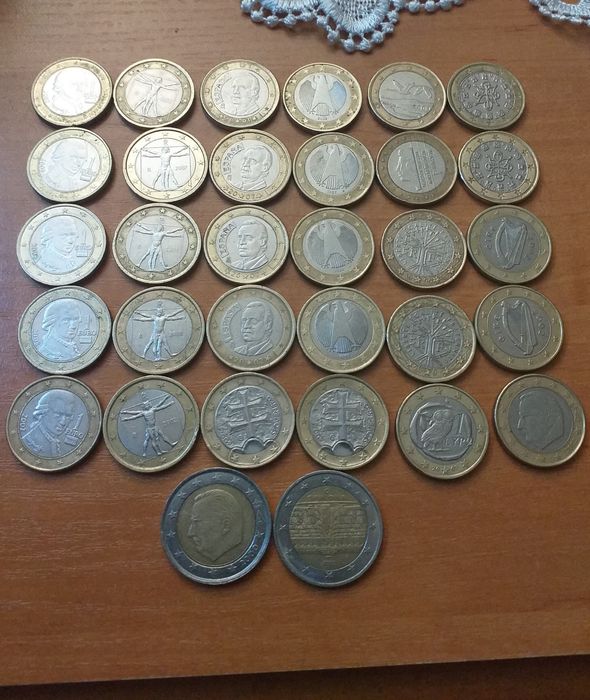 Monety 1 euro z różnych państw