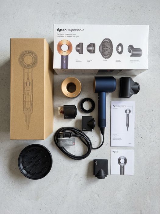 Dyson Supersonic Secador de Cabelo Azul/Dourado + Caixa e Acessórios