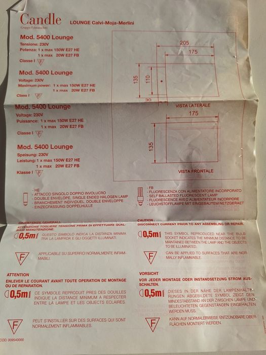 Candeeiro Fontana Arte 5400 Lounge