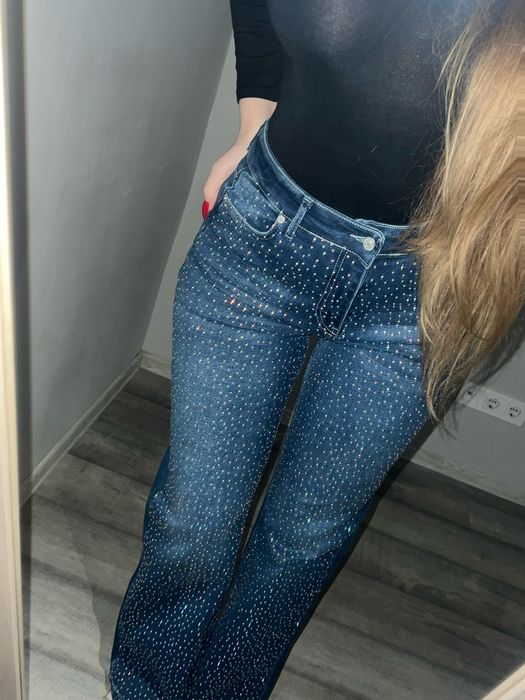 Джинси жіночі зі стразами.Джинси з блискітками.Сяючі джинси з стразами