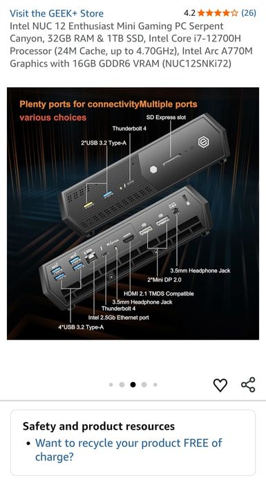 Игровой ПК Комп'ютер Nuc  i7 DDR4 32GB RAM 1TB SSD M.2 Windows 11 Pro