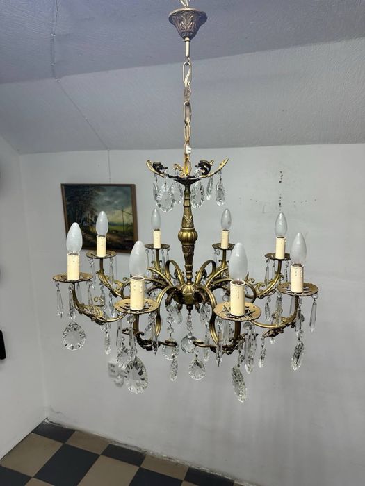 Люстра бронзова кришталь підвісний світильник  хрусталь  7600