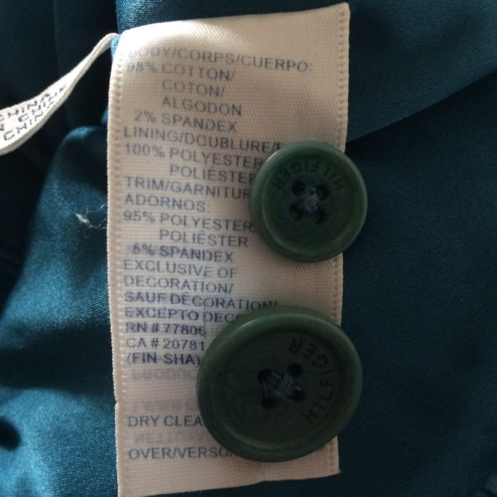 TOMMY HILFIGER niepowtarzalny turkusowy 34/36