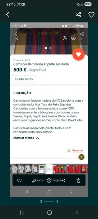 Camisola do  famoso triplete do barcelona  e toda assinada   2009