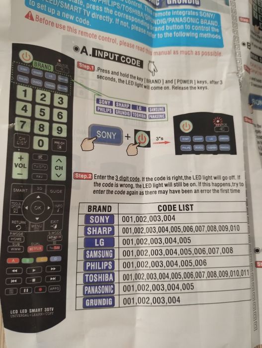 Uniwersalny pilot do TV 8w1 ERC-8in1 – NOWY